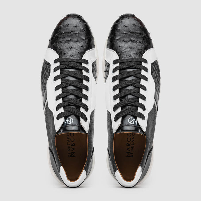 Marco Di Milano Lyon II Ostrich Quill & Calfskin Sneakers