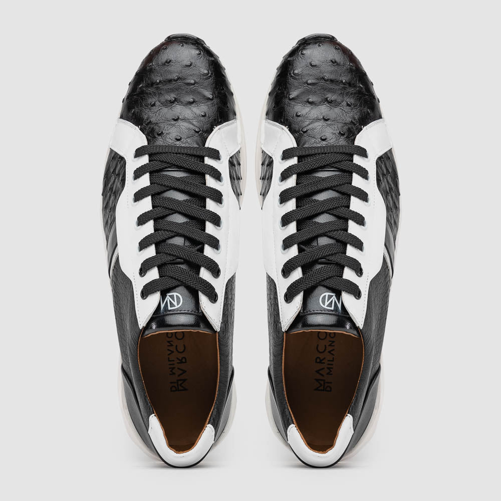 Marco_Di_Milano Lyon II: Black & White Leather Luxury Shoe