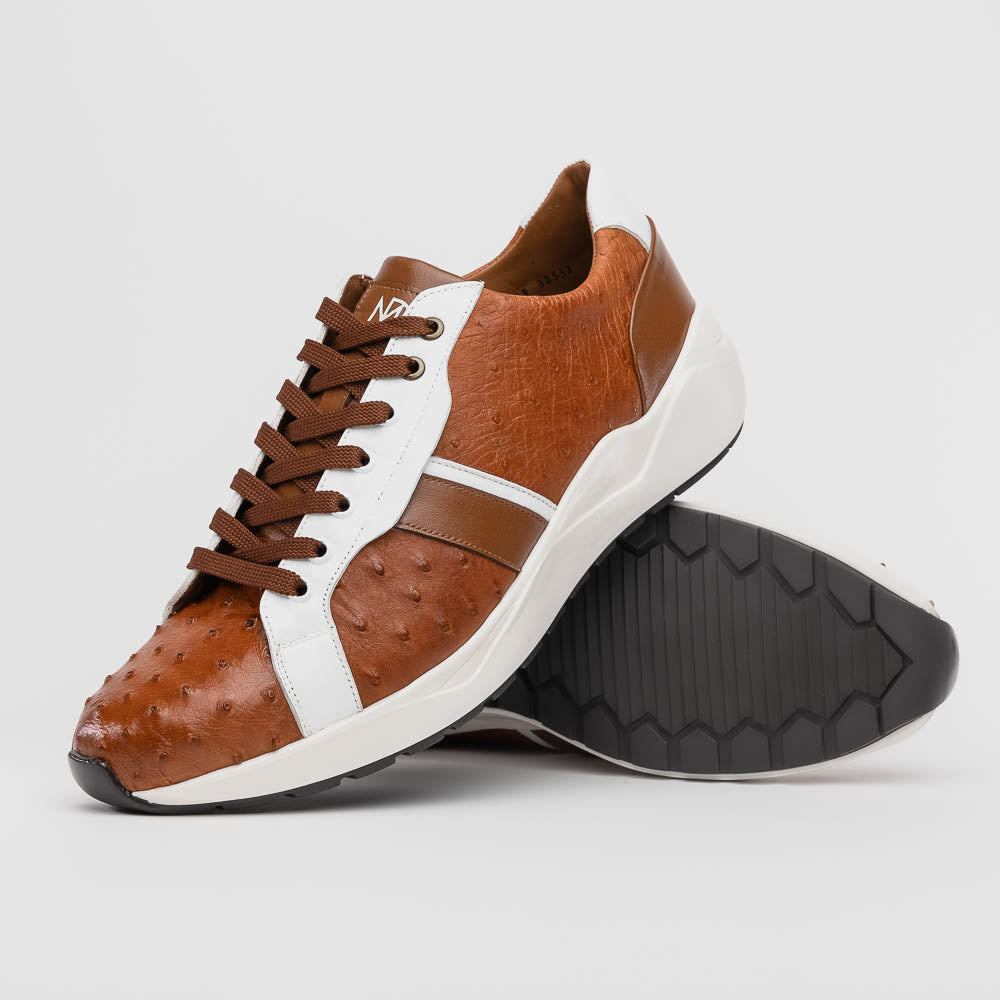 Marco Di Milano Lyon II: Brandy & White Leather Dress Shoe