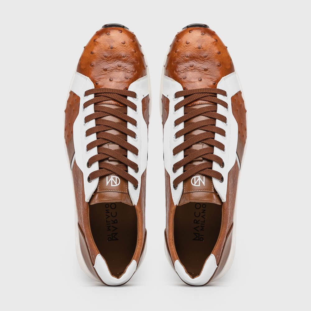 Marco Di Milano Lyon II: Brandy & White Leather Dress Shoe