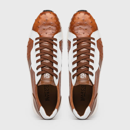 Marco Di Milano Lyon II: Brandy & White Leather Dress Shoe