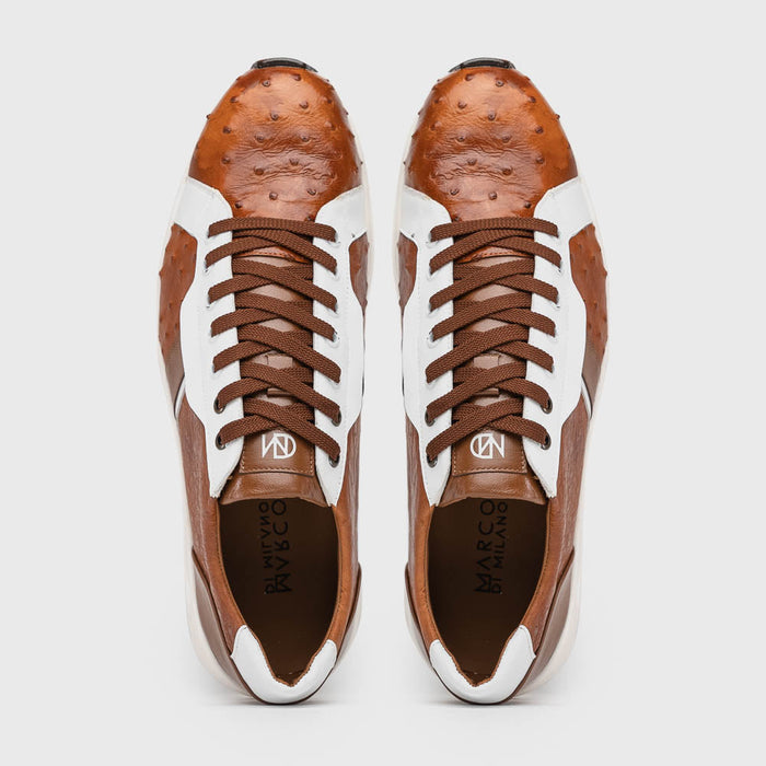 Marco Di Milano Lyon II Ostrich Quill & Calfskin Sneakers