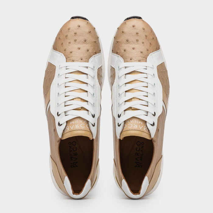 Marco Di Milano Lyon II Ostrich Quill & Calfskin Sneakers