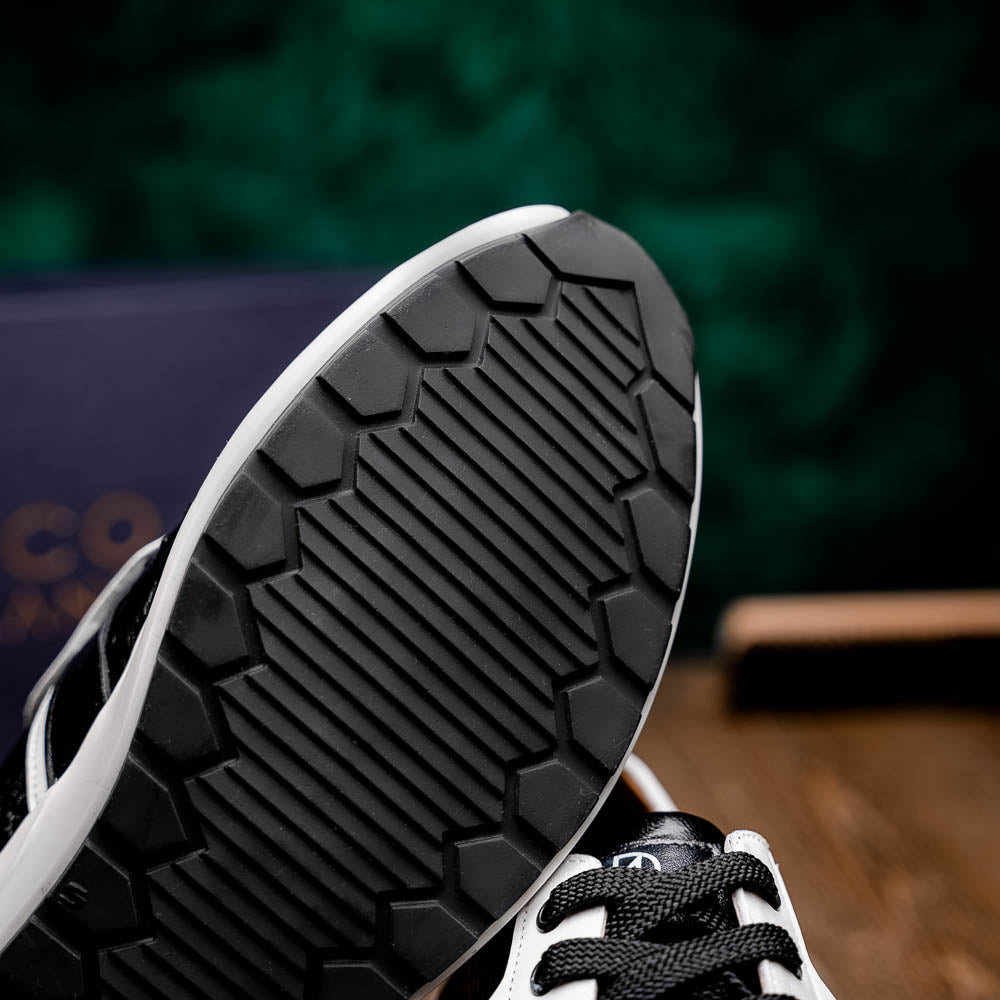 Marco_Di_Milano Lyon II: Black & White Leather Luxury Shoe