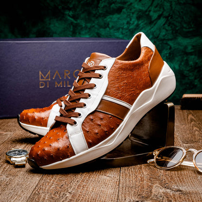 Marco Di Milano Lyon II: Brandy & White Leather Dress Shoe