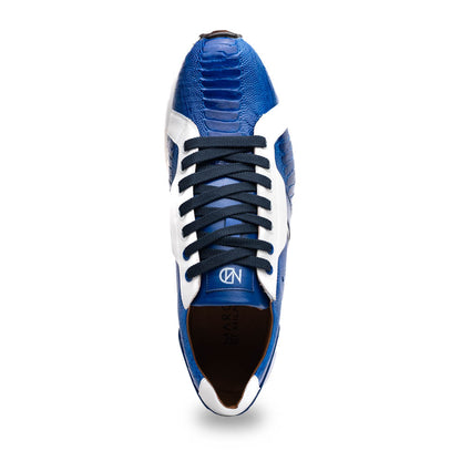 Marco_Di_Milano Lyon: Blue Leather & White Accent Dress Shoe