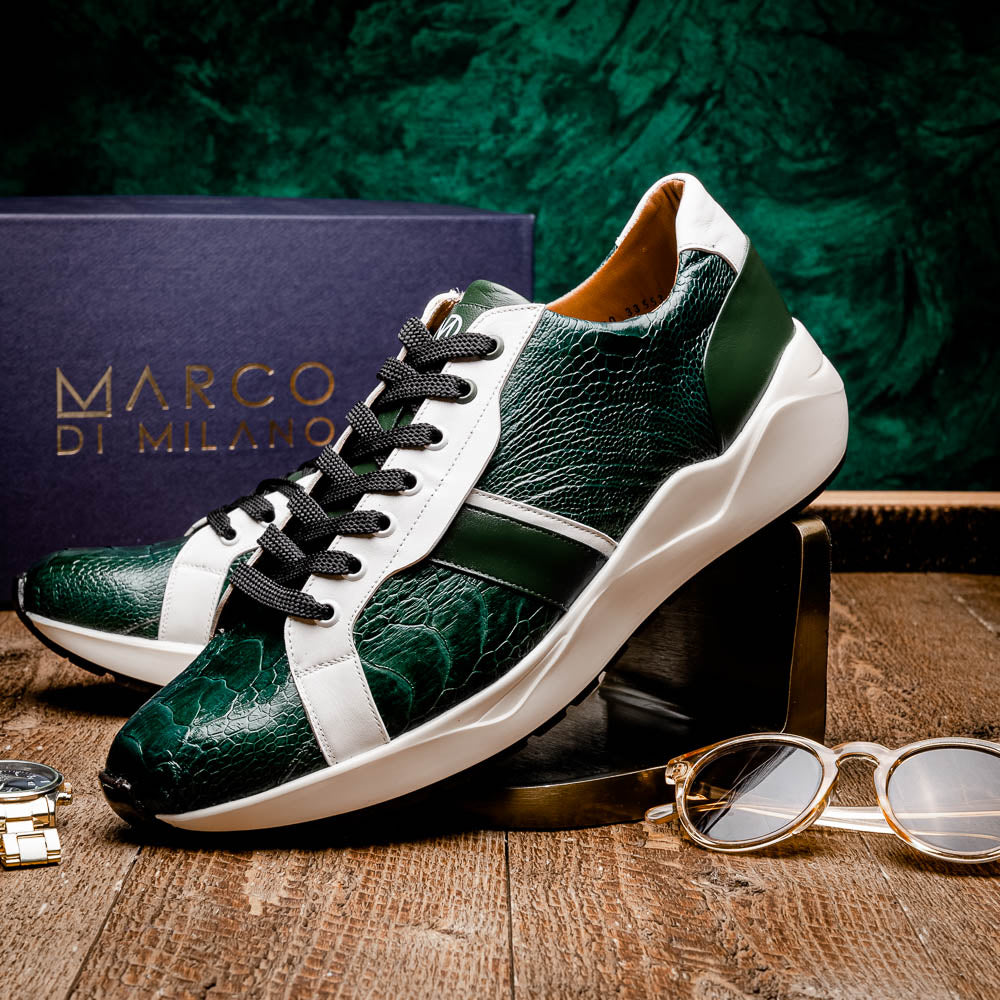 Marco Di Milano Lyon - Green & White Leather Loafers