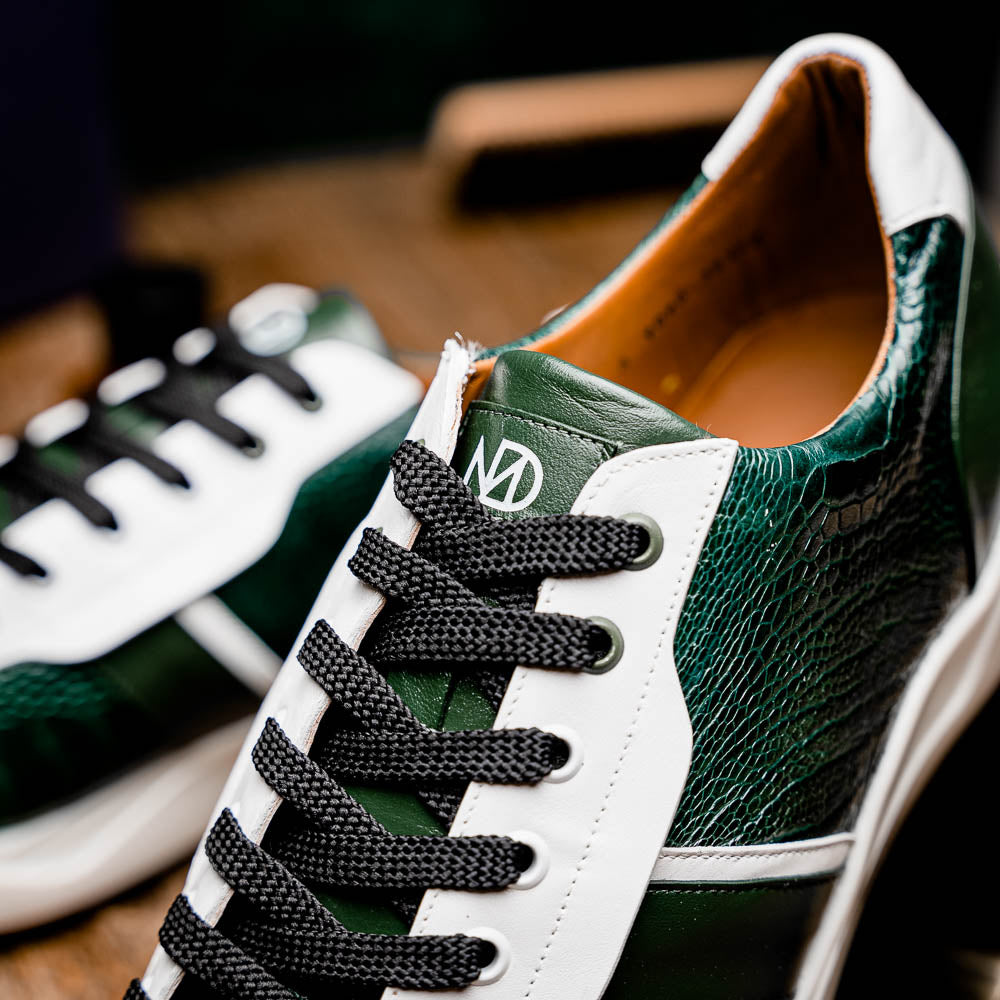 Marco Di Milano Lyon - Green & White Leather Loafers