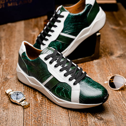 Marco Di Milano Lyon - Green & White Leather Loafers
