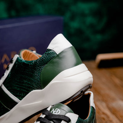Marco Di Milano Lyon - Green & White Leather Loafers