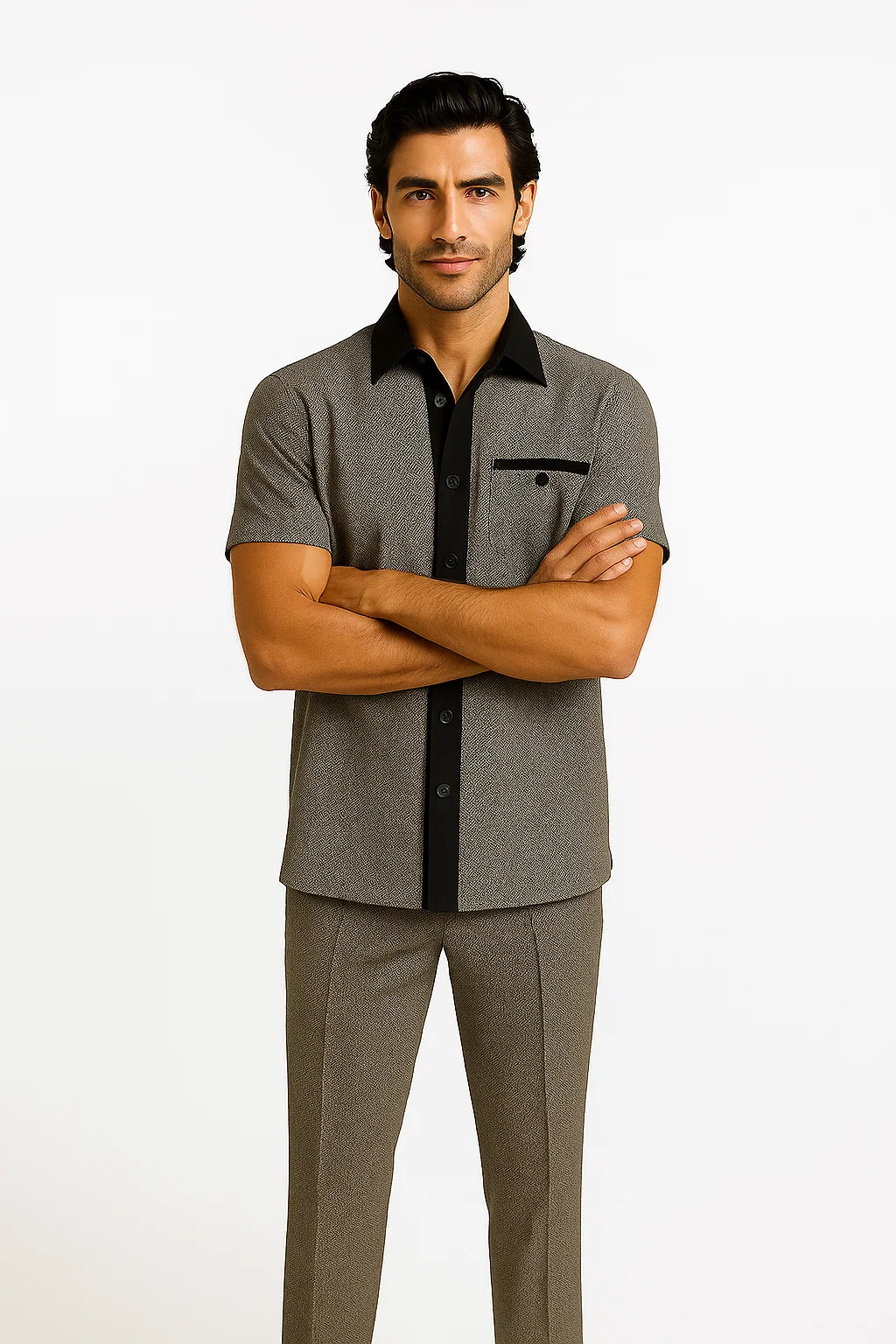 M Men’s Houndstooth Walking Suit by Dreams by Zacchi – 2 Piece Lei sure Set in black/white- $99 - Image 2