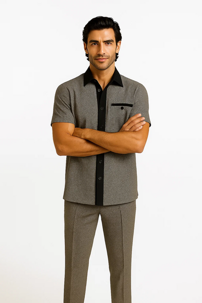 M Men’s Houndstooth Walking Suit by Dreams by Zacchi – 2 Piece Lei sure Set in black/white- $99 - Image 2