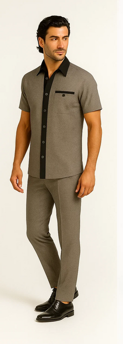 M Men’s Houndstooth Walking Suit by Dreams by Zacchi – 2 Piece Lei sure Set in black/white- $99