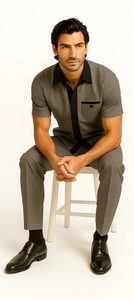 M Men’s Houndstooth Walking Suit by Dreams by Zacchi – 2 Piece Lei sure Set in black/white- $99