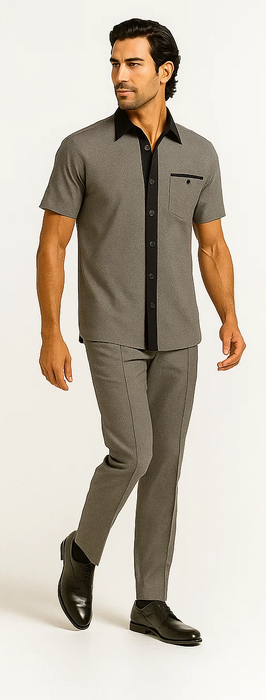 M Men’s Houndstooth Walking Suit by Dreams by Zacchi – 2 Piece Lei sure Set in black/white- $99