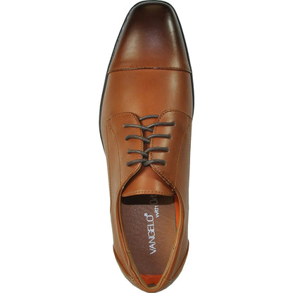 Bravo Mens Vintage Style Oxford Cap Toe Dress Shoe in Antique Brown