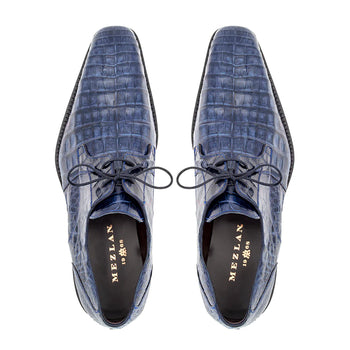 Mezlan Anderson Crocodile Derby Shoes Blue (13584-F)