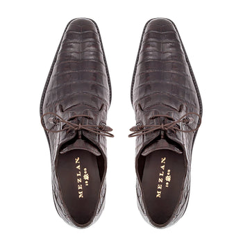 Mezlan Anderson Crocodile Derby Shoes Dark Brown (13584-F)