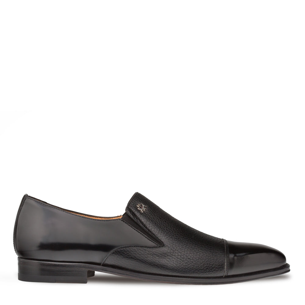 Mens Mezlan Modern Cap-Toe Slip-On Loafer Premium Calfskin That Bridges The Gap Between Formal Oxfords & Everyday Loafers In Color Black