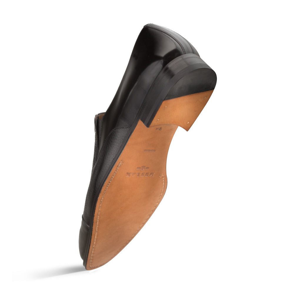Mens Mezlan Modern Cap-Toe Slip-On Loafer Premium Calfskin That Bridges The Gap Between Formal Oxfords & Everyday Loafers In Color Black