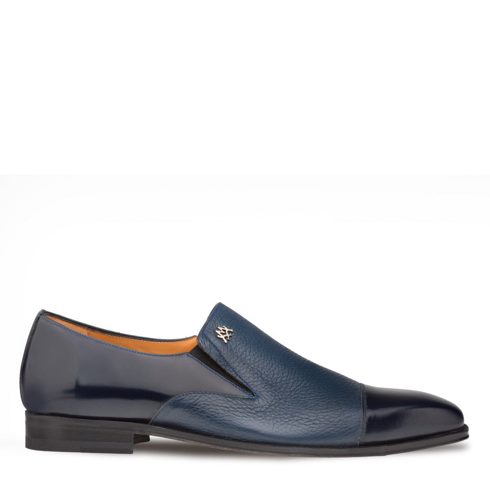 Mens Mezlan Modern Cap-Toe Slip-On Loafer Premium Calfskin That Bridges The Gap Between Formal Oxfords & Everyday Loafers In Color Blue