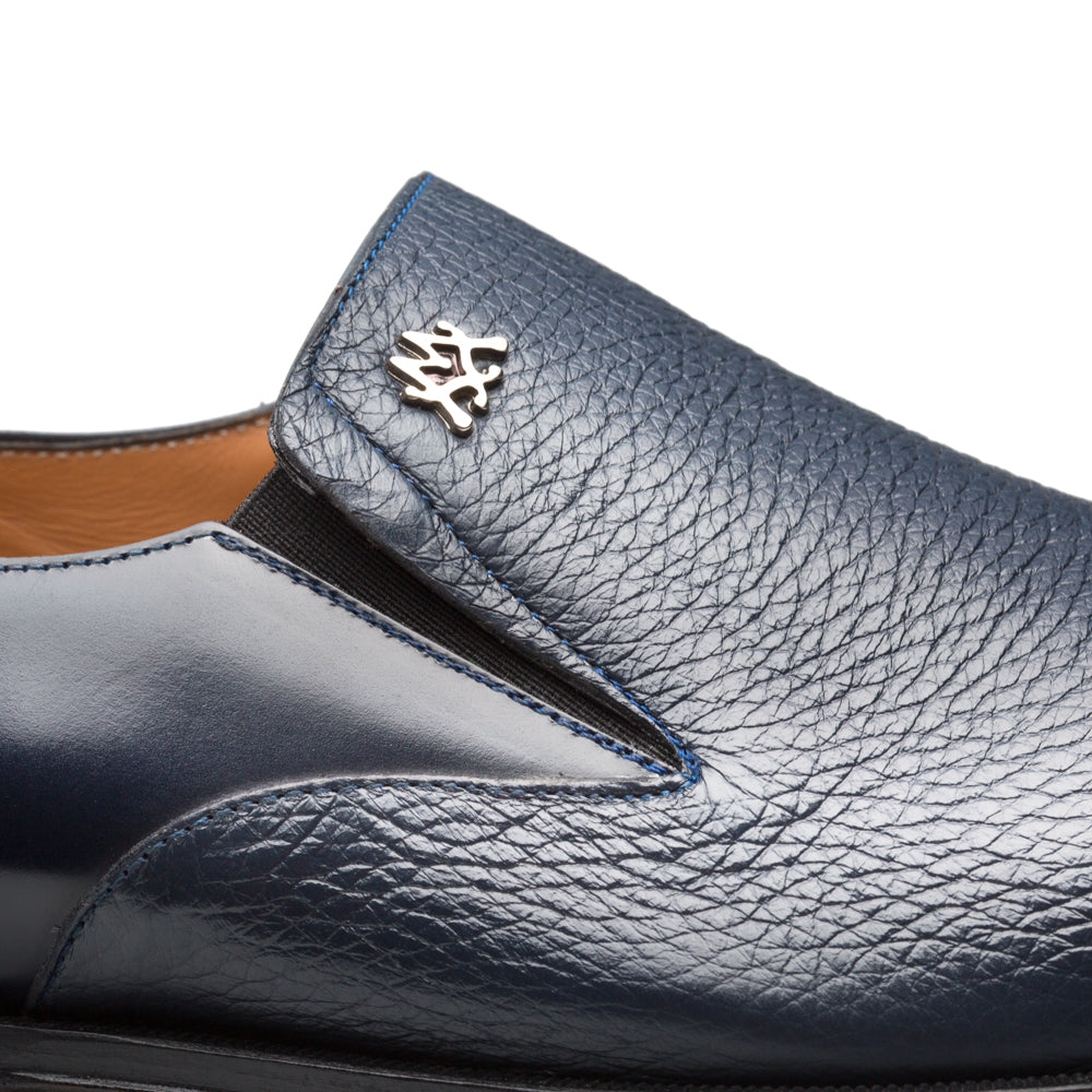 Mens Mezlan Modern Cap-Toe Slip-On Loafer Premium Calfskin That Bridges The Gap Between Formal Oxfords & Everyday Loafers In Color Blue