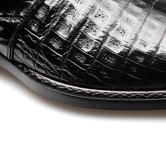 Mens Mezlan Prague Double Monk Strap Caiman Crocodile Dress Shoe in Cognac