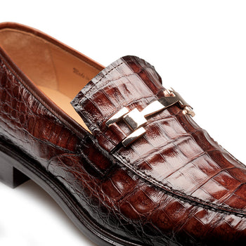 Mezlan Rhodas Croc Ornament Slip-On - Luxury Leather Loafer