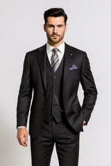 Black Pinstripe Modern Fit 3-Piece Suit