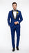 Men’s Royal Blue Tuxedo Dress Suit with Black Shawl Lapel, Formal Wedding Prom Suit