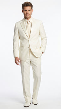 Lucci Classic Ivory 2-Button Budget Tuxedo - Pleated Slacks