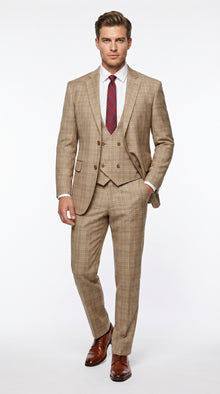 Renaissance Collection - Regular Fit 3 Piece Suit Camel