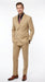 Mens Double Breasted Gangster Bold Pinstripe Suit in Camel
