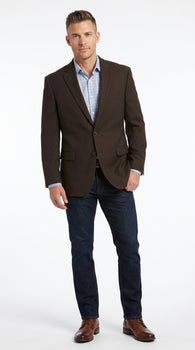 Men’s Brown 2 Button Dress Casual Blazer with Notch Lapel, Fashion Sport Coat