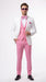 Men’s White and Light Pink Tuxedo Wedding Suit with Dinner Jacket, Vest, Pants and Bow Tie