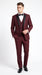 Men’s Burgundy Wine Tuxedo Suit with Black Peak Lapel, Jacket and Pants Formal Dinner Suit