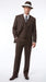 Men’s Brown Pinstripe Zoot Suit with 3 Button Jacket, Vest and Wide Leg Pants, 1920s Gangster Suit