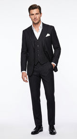 Men’s Black Scarface Inspired Suit with Classic Jacket and Pants, Formal Movie Style Dress Suit
