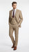 Men’s Camel Plaid Windowpane Vested Suit with 2 Button Jacket, Peak Lapel and Matching Pants