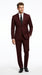 Men’s Burgundy Maroon Wine Suit with 2 Button Jacket and Matching Pants, Formal Wedding Dress Suit