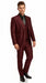 Men’s Burgundy Wine Maroon Sharkskin Vested Suit with Jacket, Vest and Pants