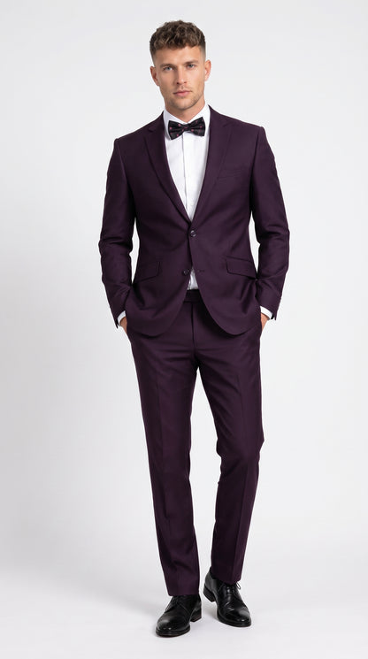 Men’s Plum Eggplant Dark Purple 2 Piece Suit, Formal Wedding Prom Dress Suit