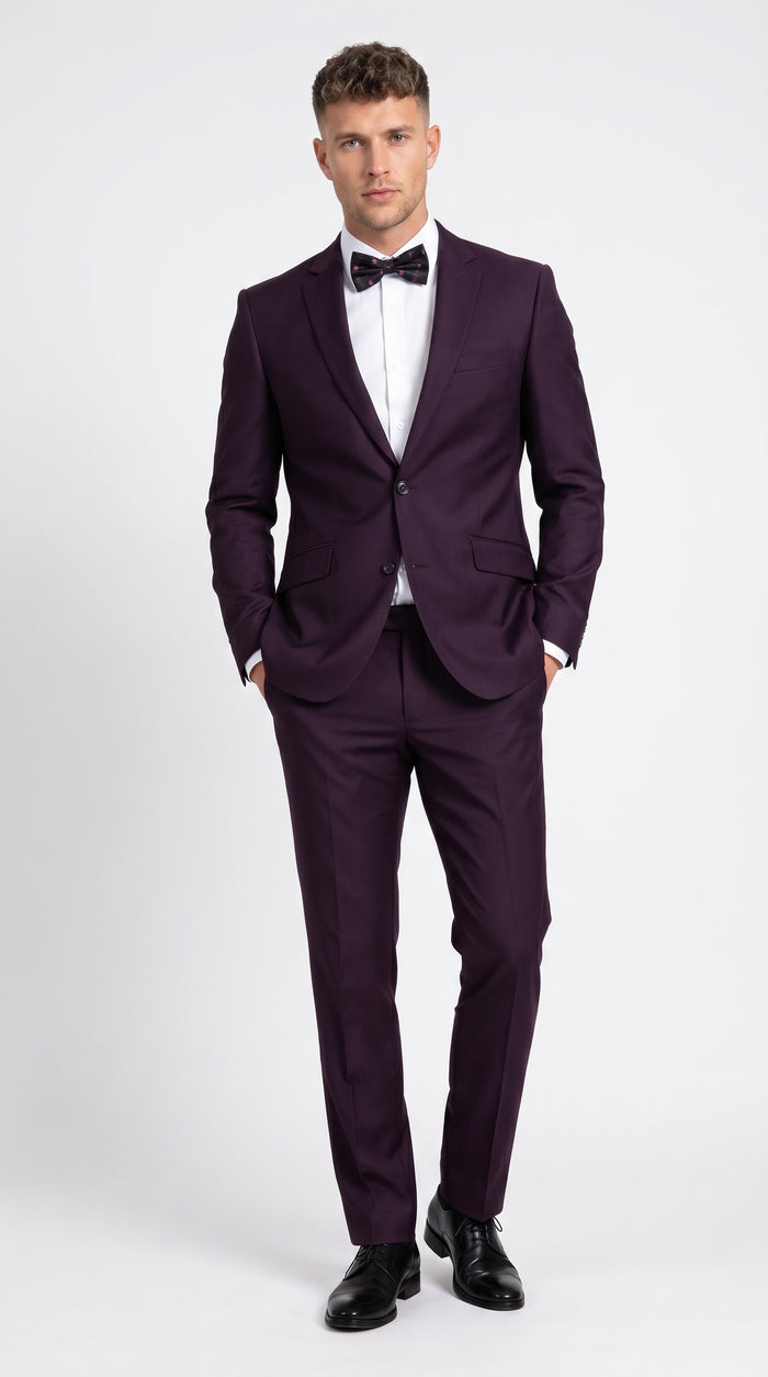 Men’s Plum Eggplant Dark Purple 2 Piece Suit, Formal Wedding Prom Dress Suit