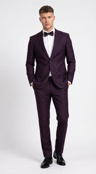 Men’s Plum Eggplant Dark Purple 2 Piece Suit, Formal Wedding Prom Dress Suit