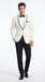 Men’s One Button Ivory Tuxedo Suit with Black Trim, Formal Wedding Prom Dinner Jacket