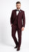 Men’s Burgundy Regular Fit Suit with Vest, Formal Wedding Prom Dress Suit
