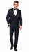 Alberto Nardoni Men’s Black Super 150s Wool Tuxedo with Peak Lapel, Double Breasted Vest and Flat Front Pants