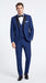 Men’s Indigo Blue Sapphire Cobalt Blue 1 Button Vested Tuxedo with Black Satin Peak Lapel