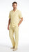 Men’s Cream 100% Linen Walking Suit, Short Sleeve Shirt and Matching Pants Casual Summer Set