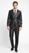 Men’s Vitali Black Sharkskin 2 Button Suit, Formal Wedding Business Dress Suit Set